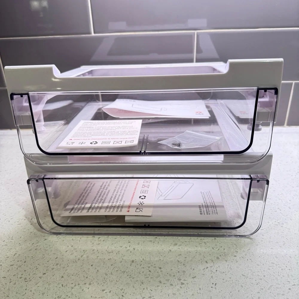 Set of 2 “Under Shelf” White and Clear Storage Drawer NEW